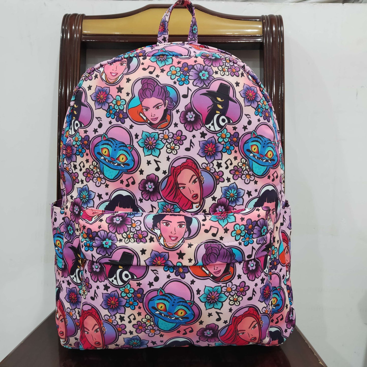 Baby Kids Demon Hunter Flowers Zipper School Back Bags