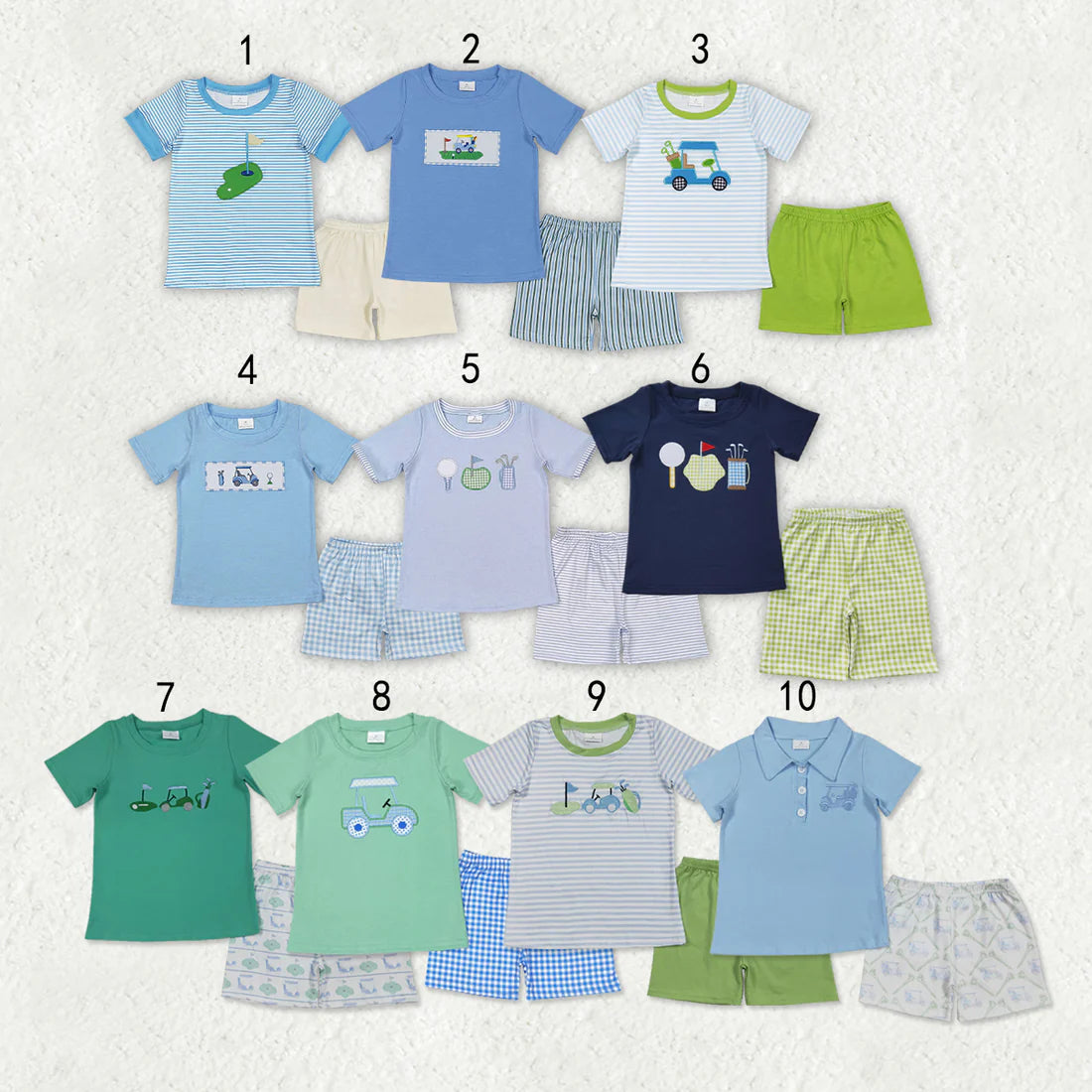 Sibling Baby Boys Embroidery Golf Shirt Top Shorts Summer Clothes Sets