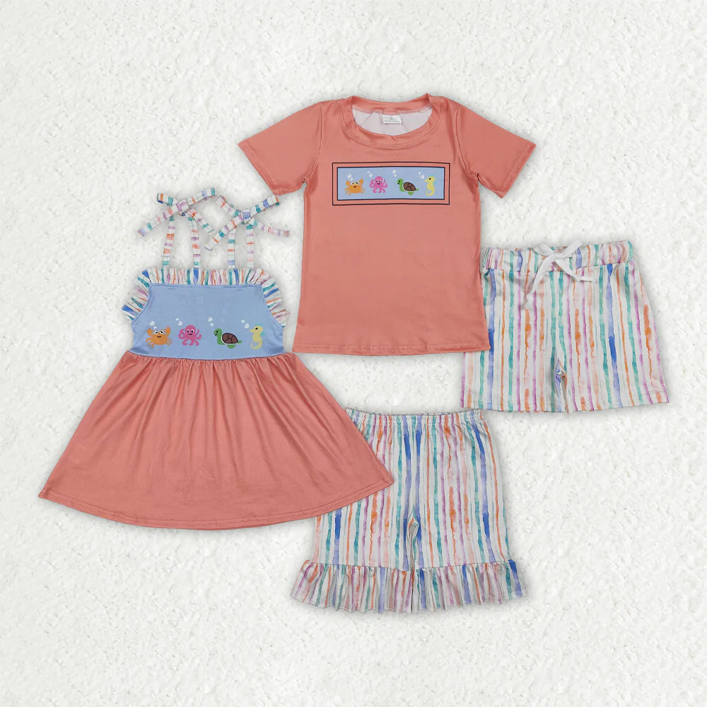 Sibling Boys Baby Girls Sea Animals Summer Outfits Clothing