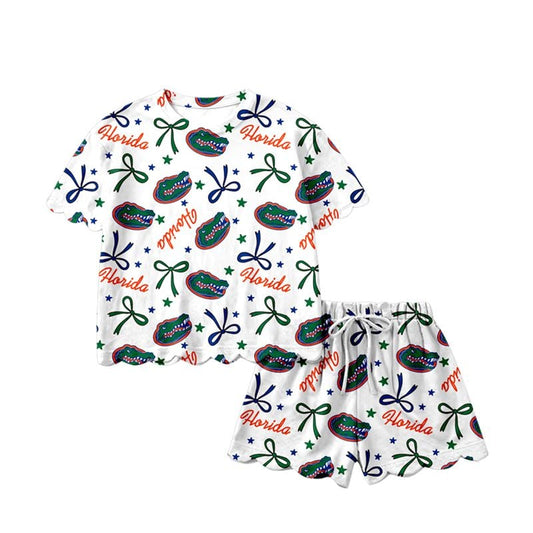 GSSO3249 Preorder Teams Florida Star & Bow Baby Girls Summer Scallop Clothes Set