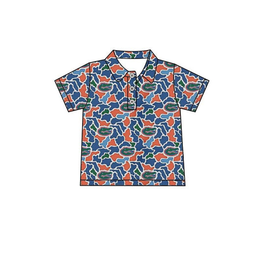 1.9 BT1695 Preorder Teams Florida Camo Print Boys Short Sleeve Polo Tee Shirts Top