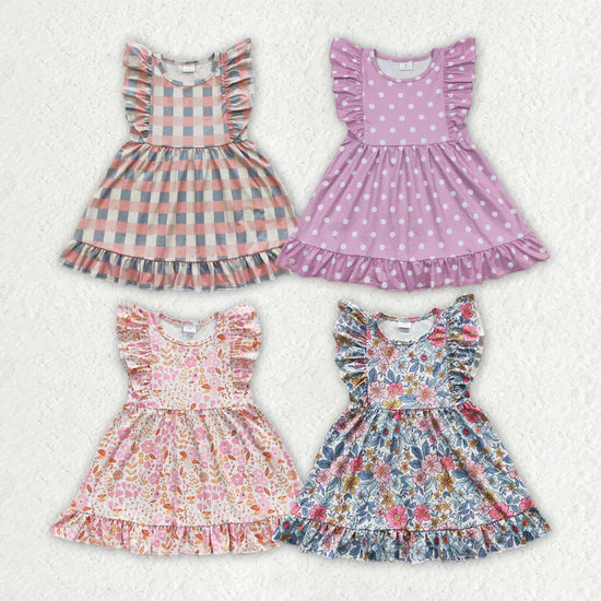 Sibling Sister Baby Girls Ruffles Summer Knee Length Dresses