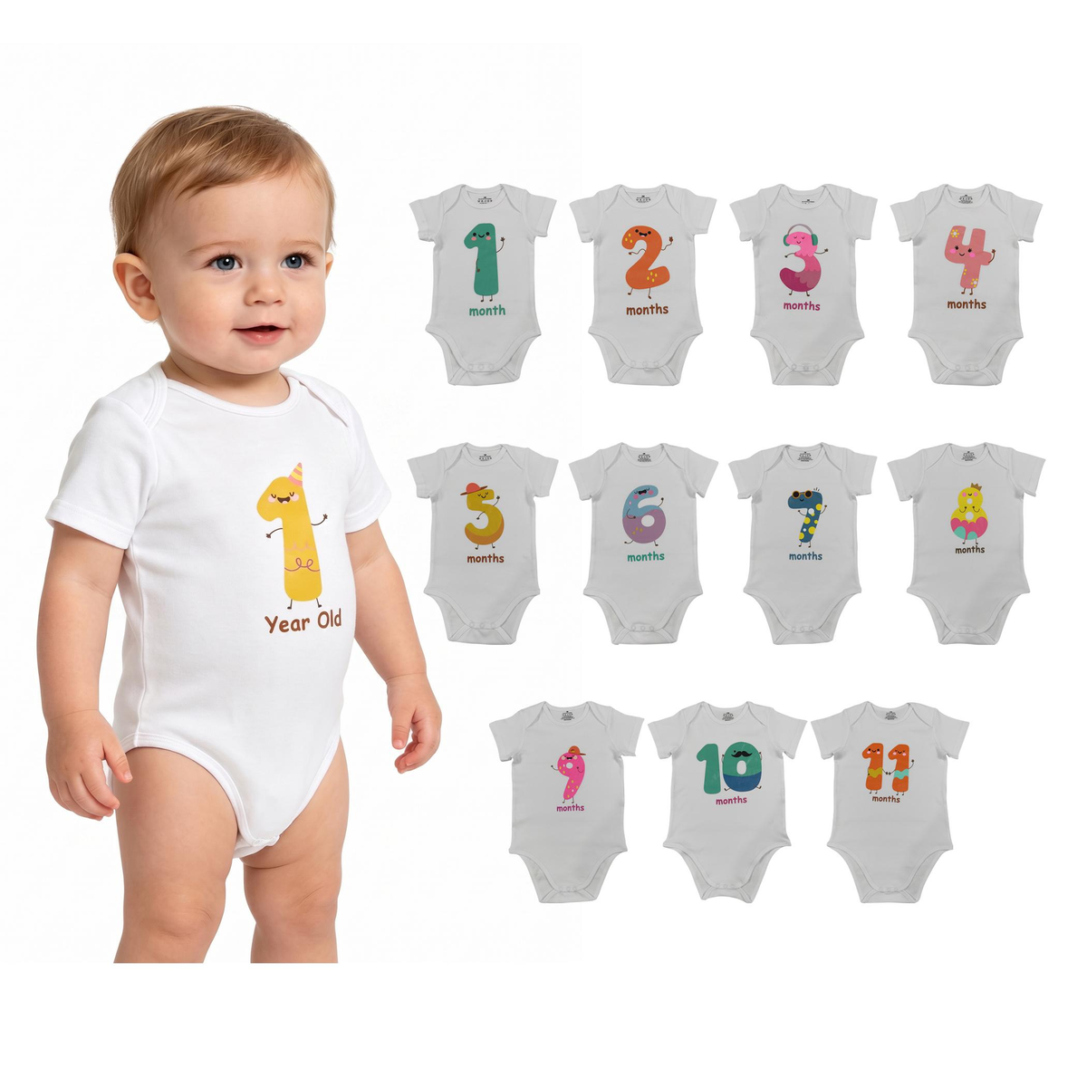 USA Shop 1-12 Month Vinyl White Cotton Baby Summer Romper