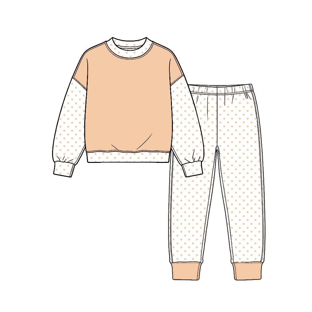 (Custom Design Preorder MOQ 5 Each) Stripes Print Girls Pajamas Clothes Set Sisters Wear
