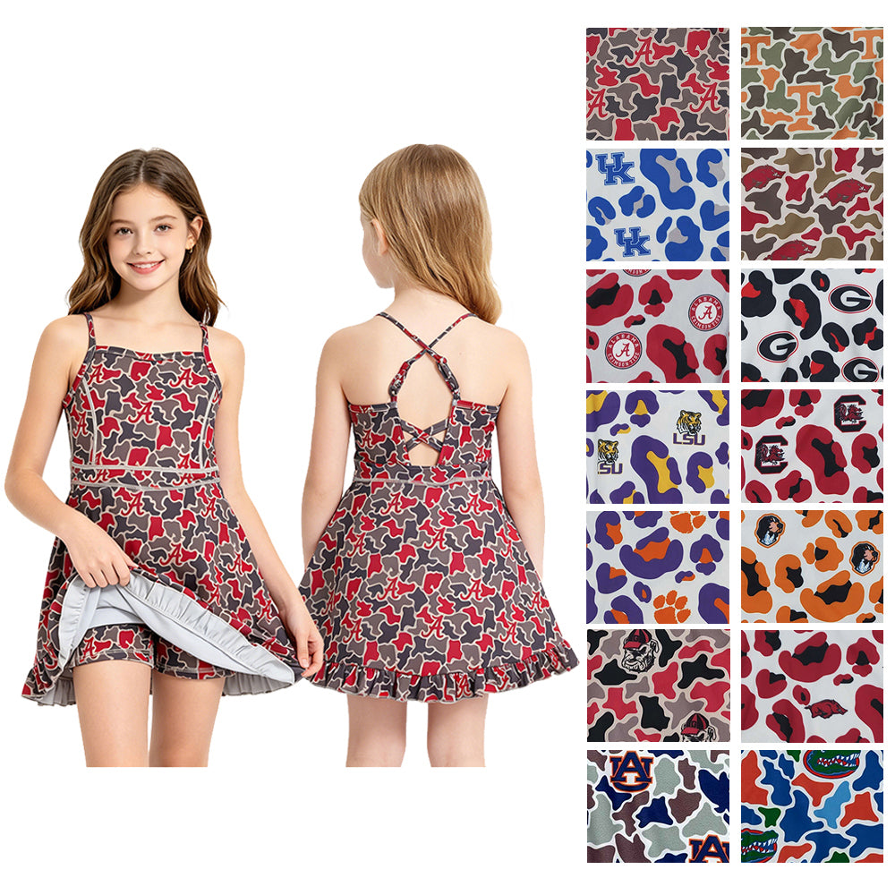 14 Colors Teams Camouflage & Leopard Girls Strap Yoga Dress Sisters Wear