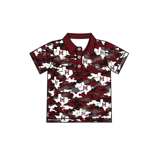 (Custom Design Preorder MOQ 5) Teams Cardinals Camo Wine Print Kids & Adult Polo Short Sleeve Top