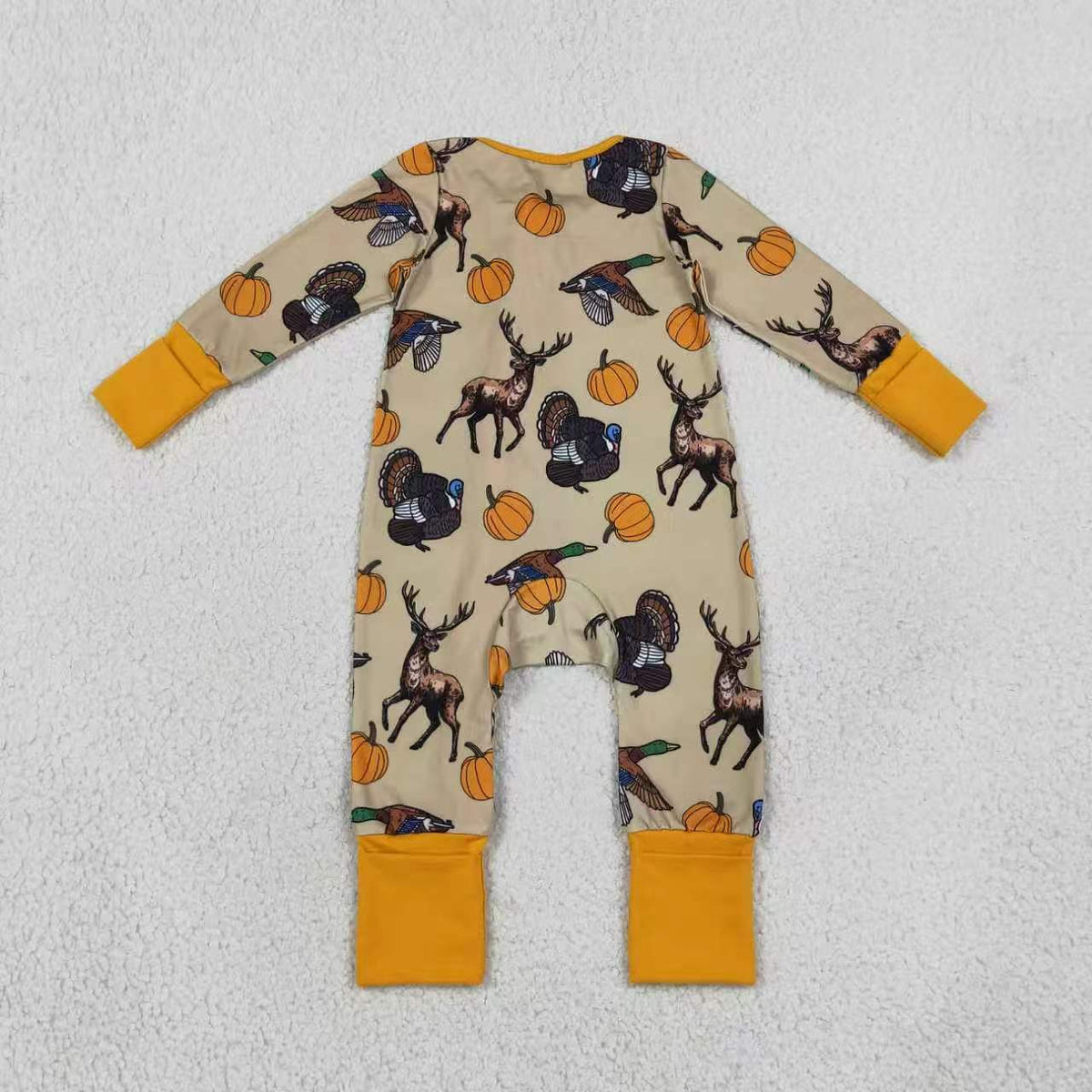 Sibling Baby Boys Hunting Deer Duck Pumpkin Pajama Set Zipper Romper Blanket