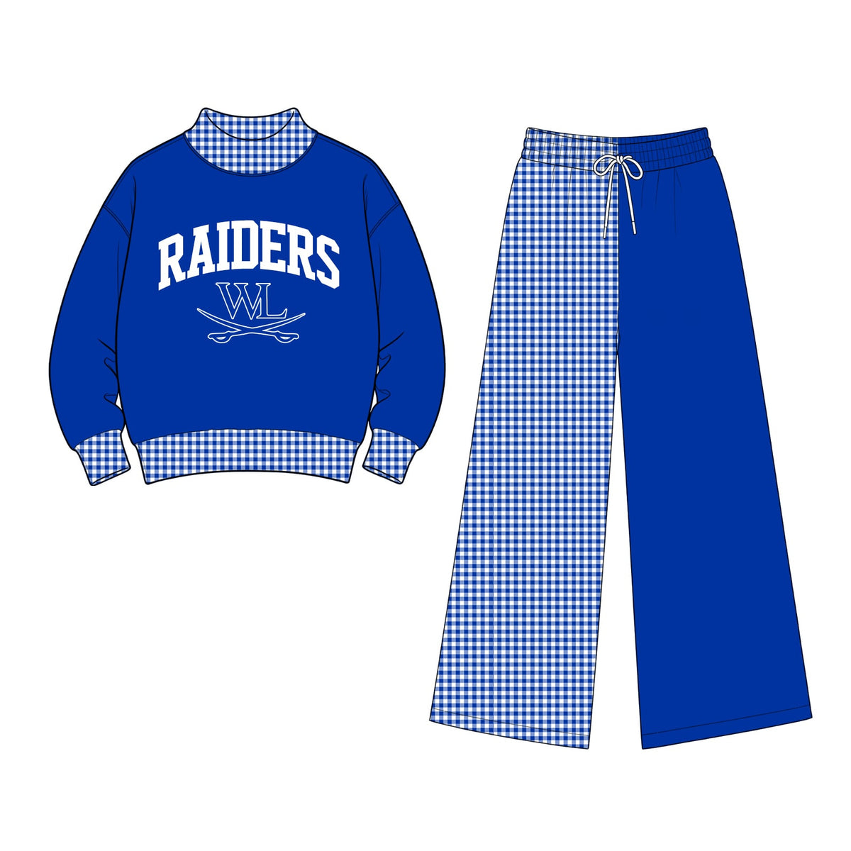 (Custom Design Preorder MOQ 5) Girls  Raiders WL Long Sleeve Top & Pants  Sport Team Outfit