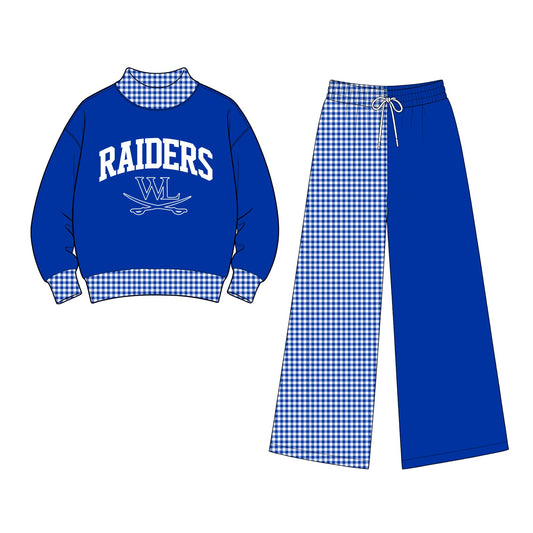 (Custom Design Preorder MOQ 5) Girls  Raiders WL Long Sleeve Top & Pants  Sport Team Outfit
