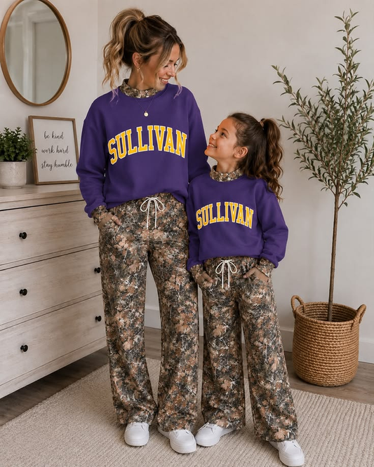 (Custom Design Preorder MOQ 5 Each) Teams  SULLIVAN Mock Necks Top Camo Pants Girls & Woman Outfit