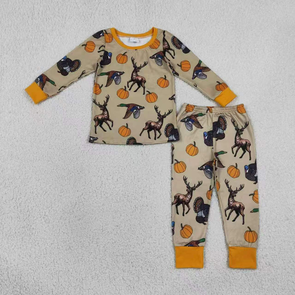 Sibling Baby Boys Hunting Deer Duck Pumpkin Pajama Set Zipper Romper Blanket