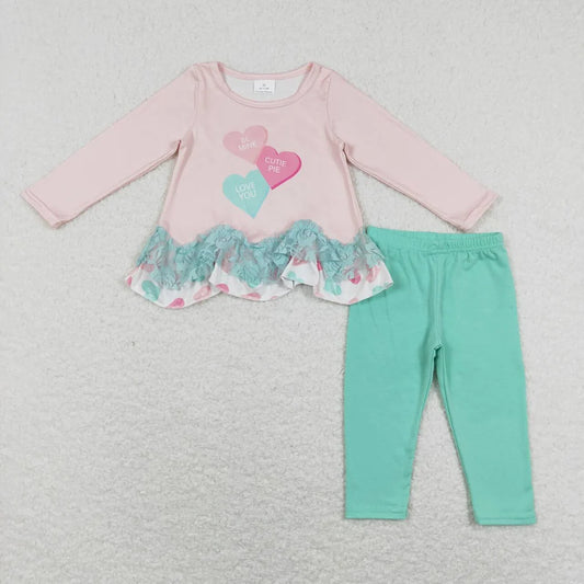 Baby Girls Valentine  Heart Pink Tunic Top with Legging  Outfit