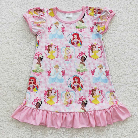 Baby Girls Princess Dots Ruffle Knee Length Dress