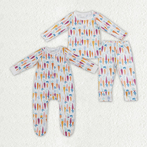 Sibling Baby Boys Carrots Easter Pajama Set Romper