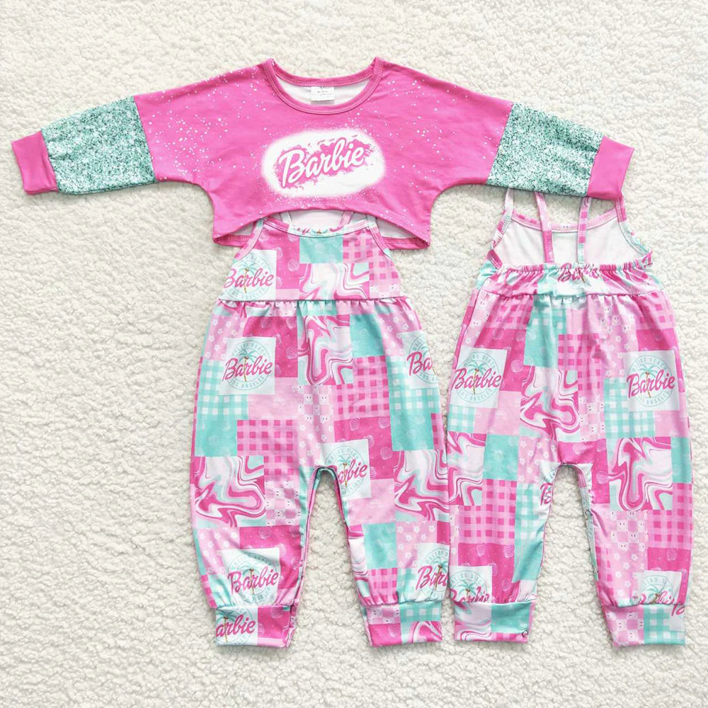 Baby Girls Bar Green Doll 2pcs Jumpsuits Clothes Sets