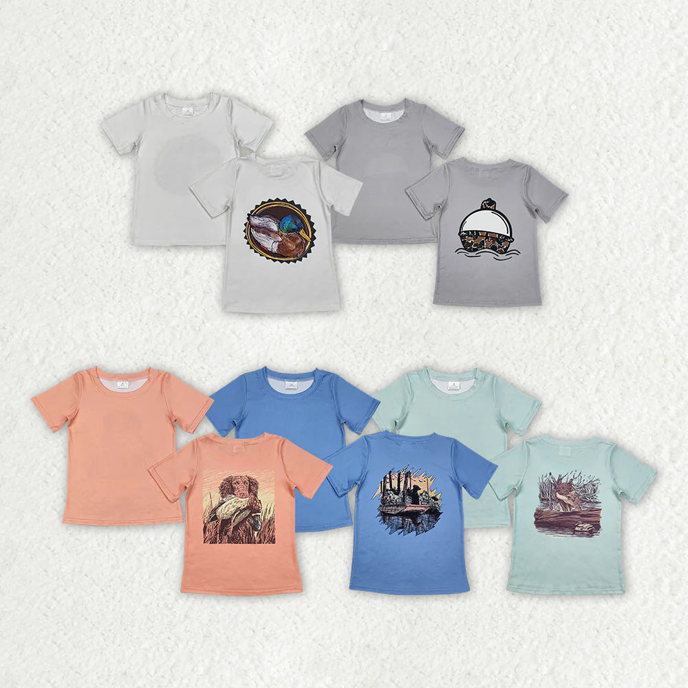 5 Back Prints Baby Boys Hunting Short Sleeve Tee Shirts Tops