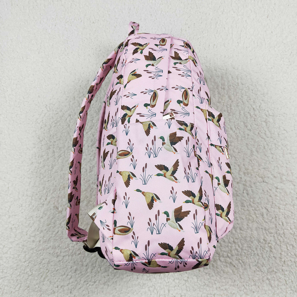 Baby Kids Girls Pink Ducks Backpack Zip Back Bags