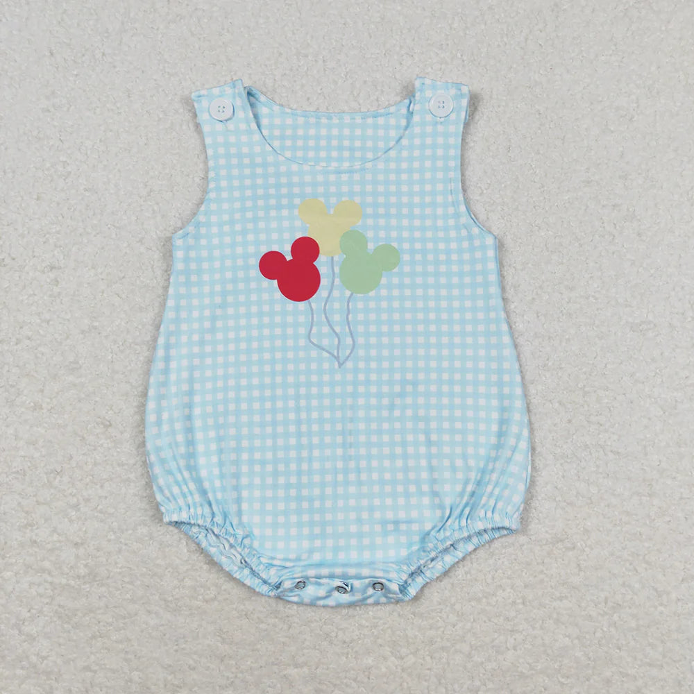Baby Boys Blue Mouse Balloons Sibling Brother Rompers Clothes Sets）