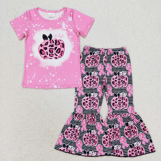 Baby Girls Pink Pumpkin October Bell Bottom Pants Outfit