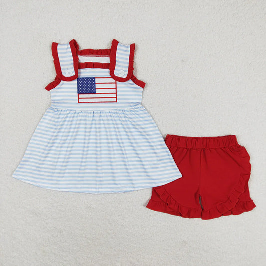 Baby Girls Flag 4th Of July Sibling Rompers Clothes Sets
