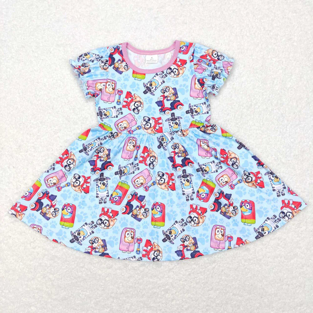 Baby Girls Sibling Long Sleeve Tee Shirts Dog Bell Bottom Pants Set /Dress