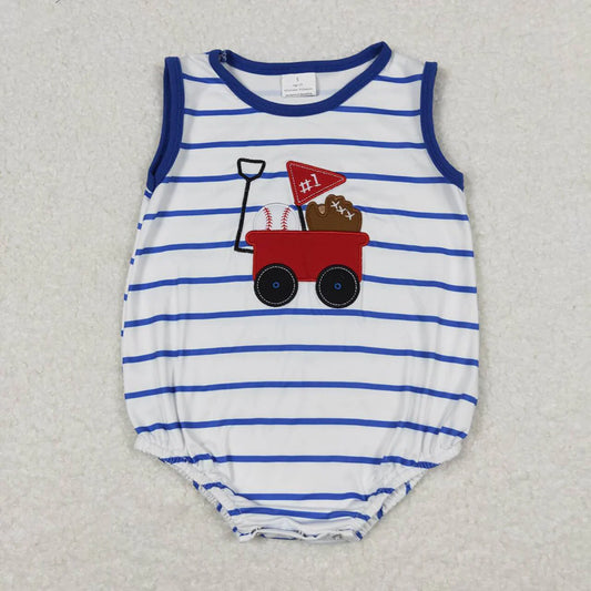 Baby Boys Blue Stripes Baseball Shirts Shorts Rompers Clothes Set