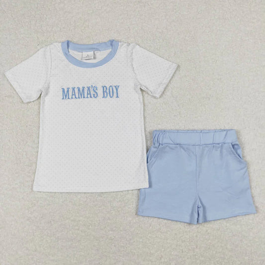 Baby Boys Embroidery ama's Boy Short Sleeve Tee Top Shorts Clothes Sets