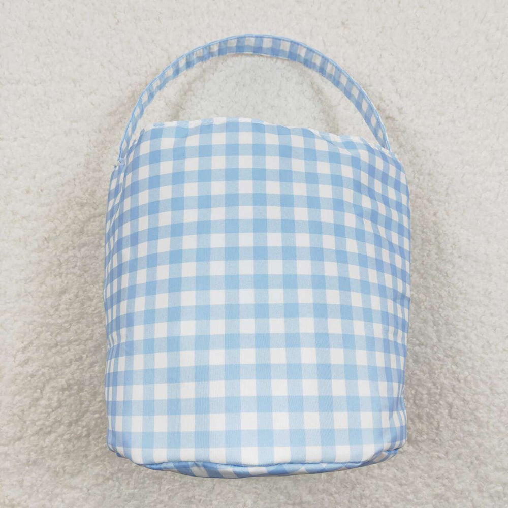 Baby Boys Easter Blue Checkered Bunny Basket Bags