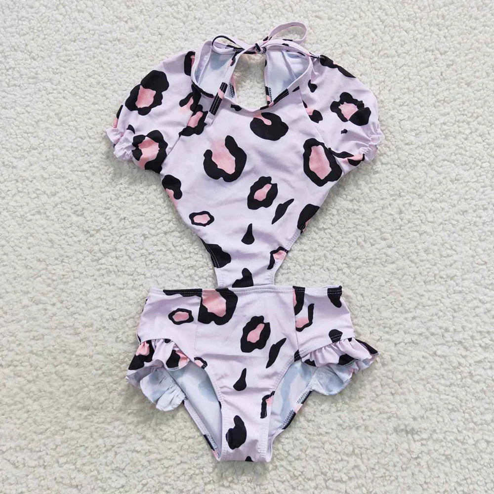 Baby Girls Pink Big Leopard One Pieces Swimsuits