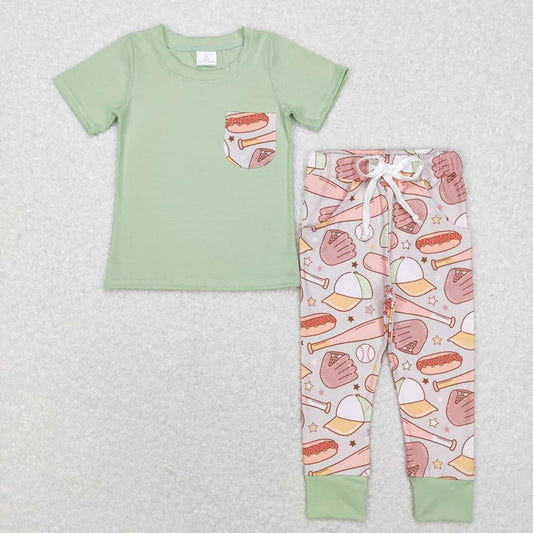 Baby Boys Short Sleeve Pocket Top Baseball Pants Outfit