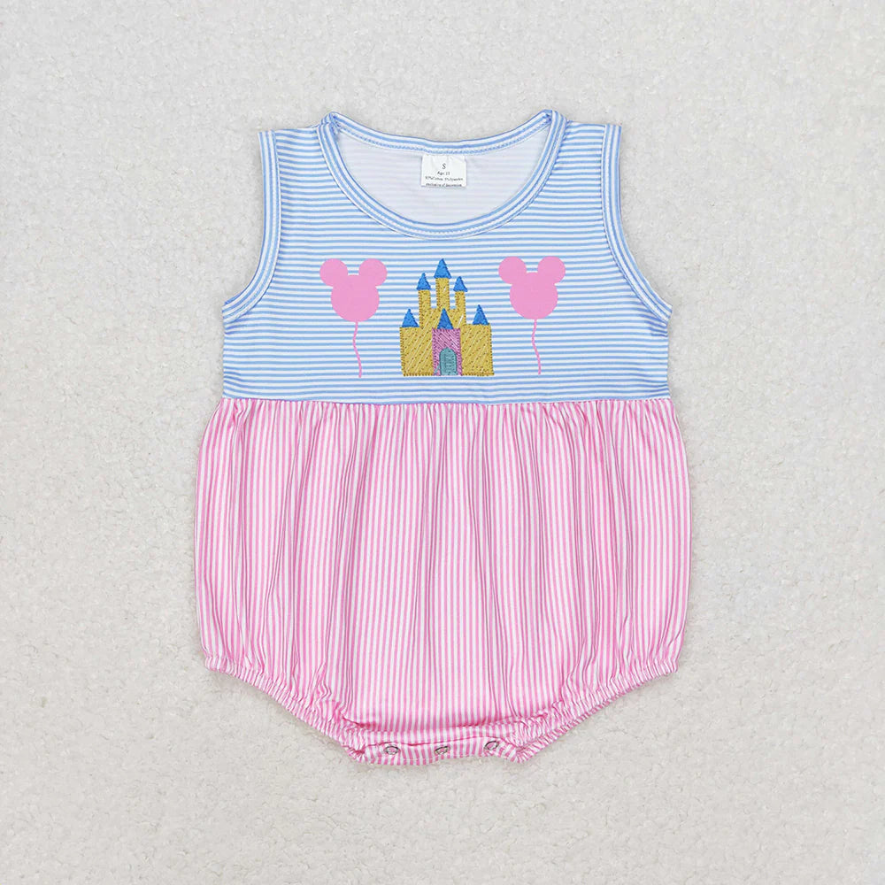 Baby Girls Pink Castle Sibling Sister Rompers Dresses