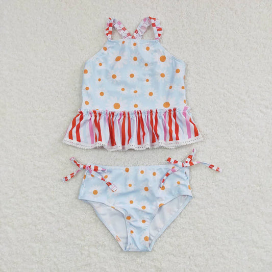 Baby Girls Daisy Flowers Top Floral Two Pieces Swimsuits