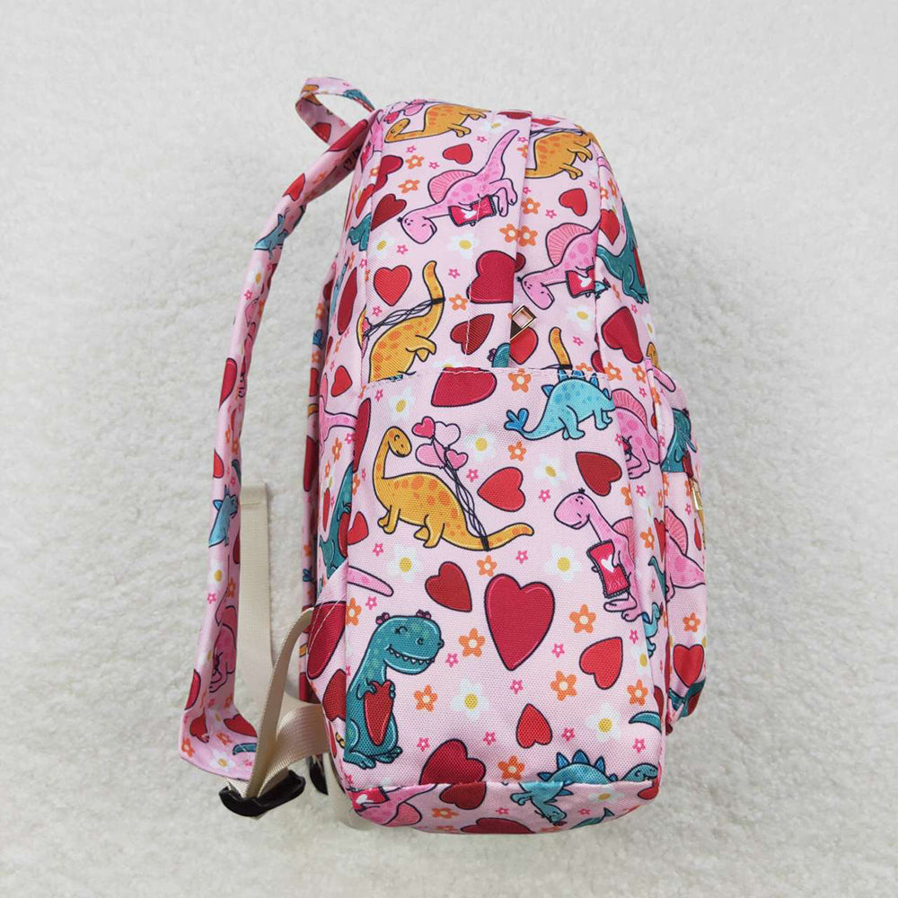 Baby Children Pink Hearts Dinosaur Back Bags