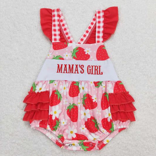 Baby Girls Mama's Girl Strawberry Rompers Sibling Sister Clothes Sets