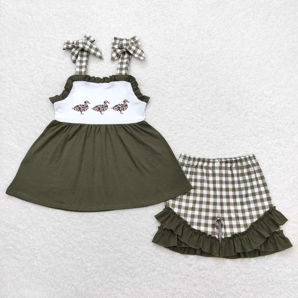 Baby Girls Leopard Duck Sibling Summer Shorts Outfits Clothes Set