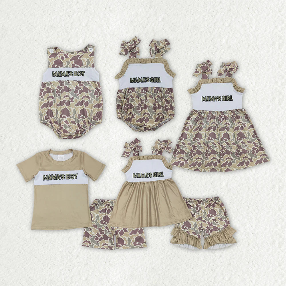 Baby Girls Camo Mama's Girl Boys Sibling Designs Clothes Sets