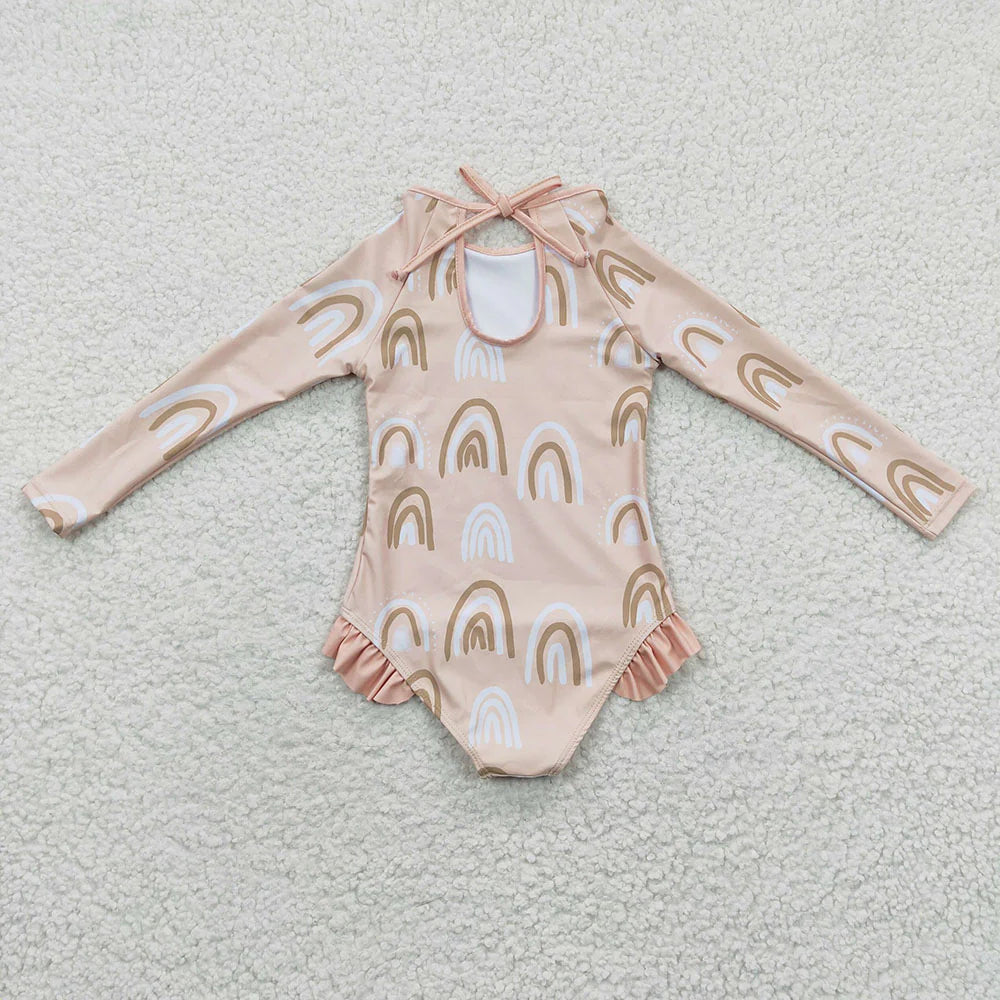 Baby Girls Rainbow Long Sleeve One Pieces Swimsuits
