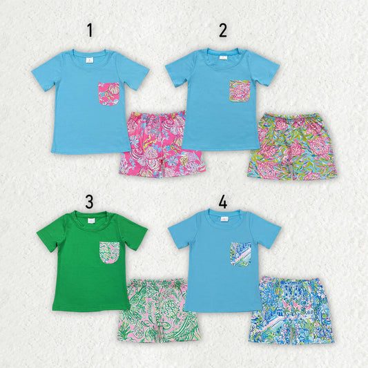 Sibling Baby Boys Pocket Tee Shirts Tops Sea Shorts Outfits