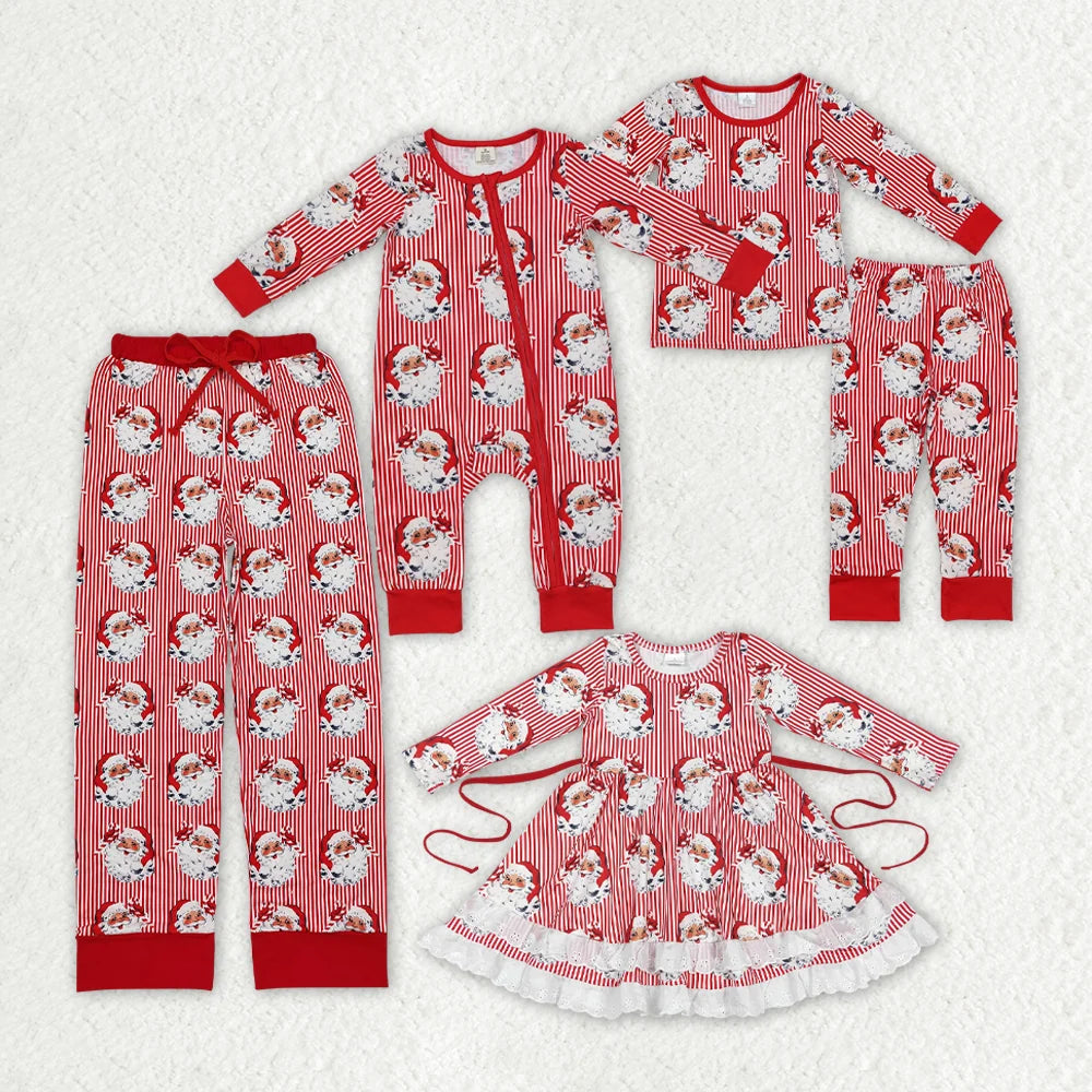 Santa Red Stripes Print Family Christmas Styles