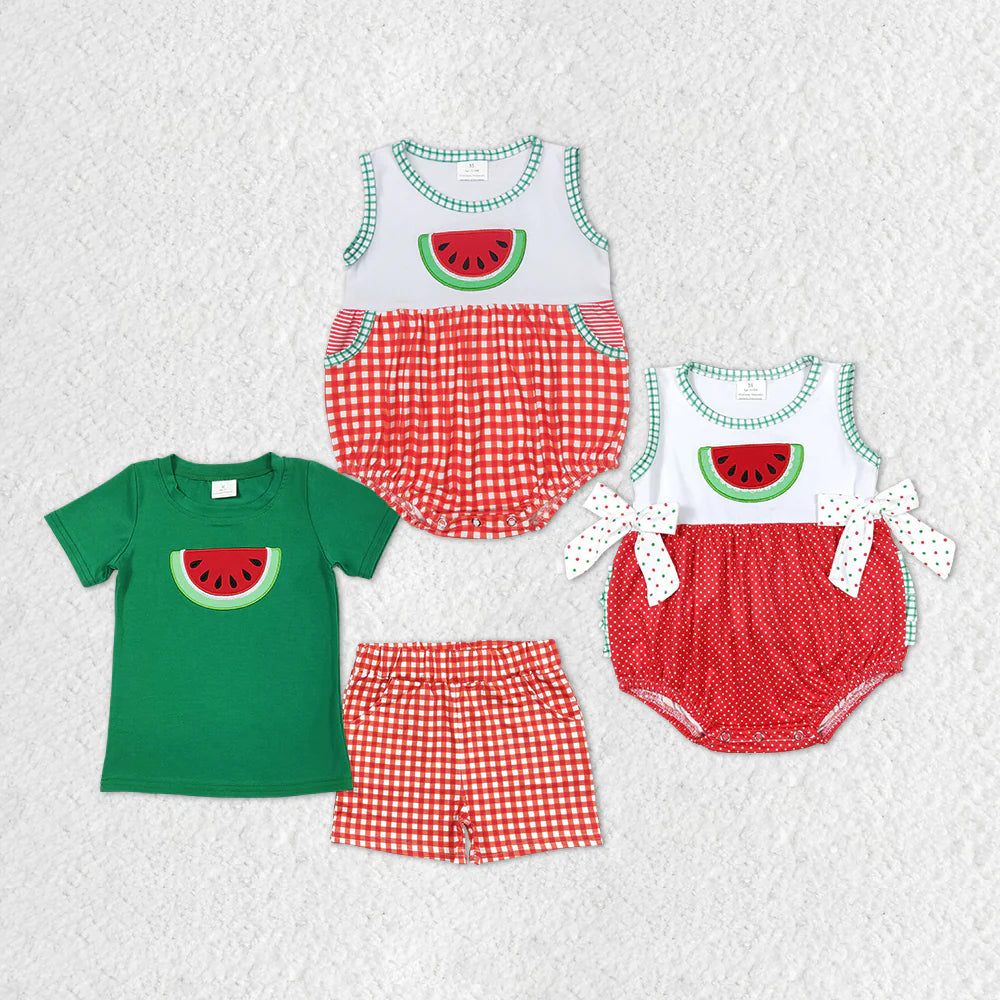 Baby Boys Watermelon Sibling Summer Rompers Clothes Sets