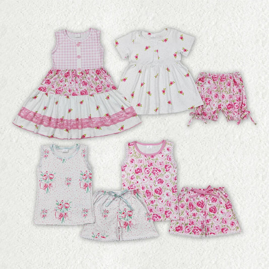 Sibling Baby Girls Flowers Trendy Summer outfits Clothes Sets