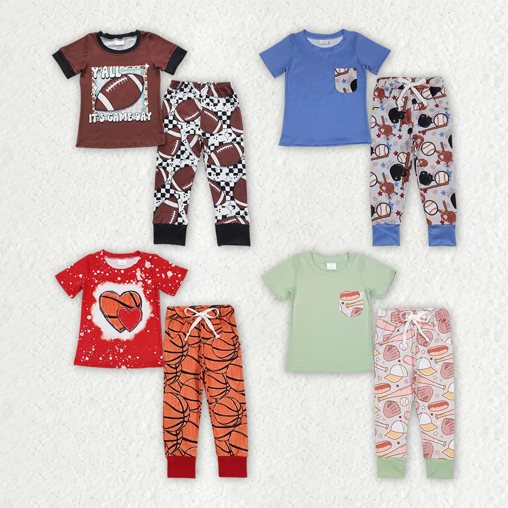 Sibling Baby Boys Sport Ball Short Sleeve Top Pants Outfit