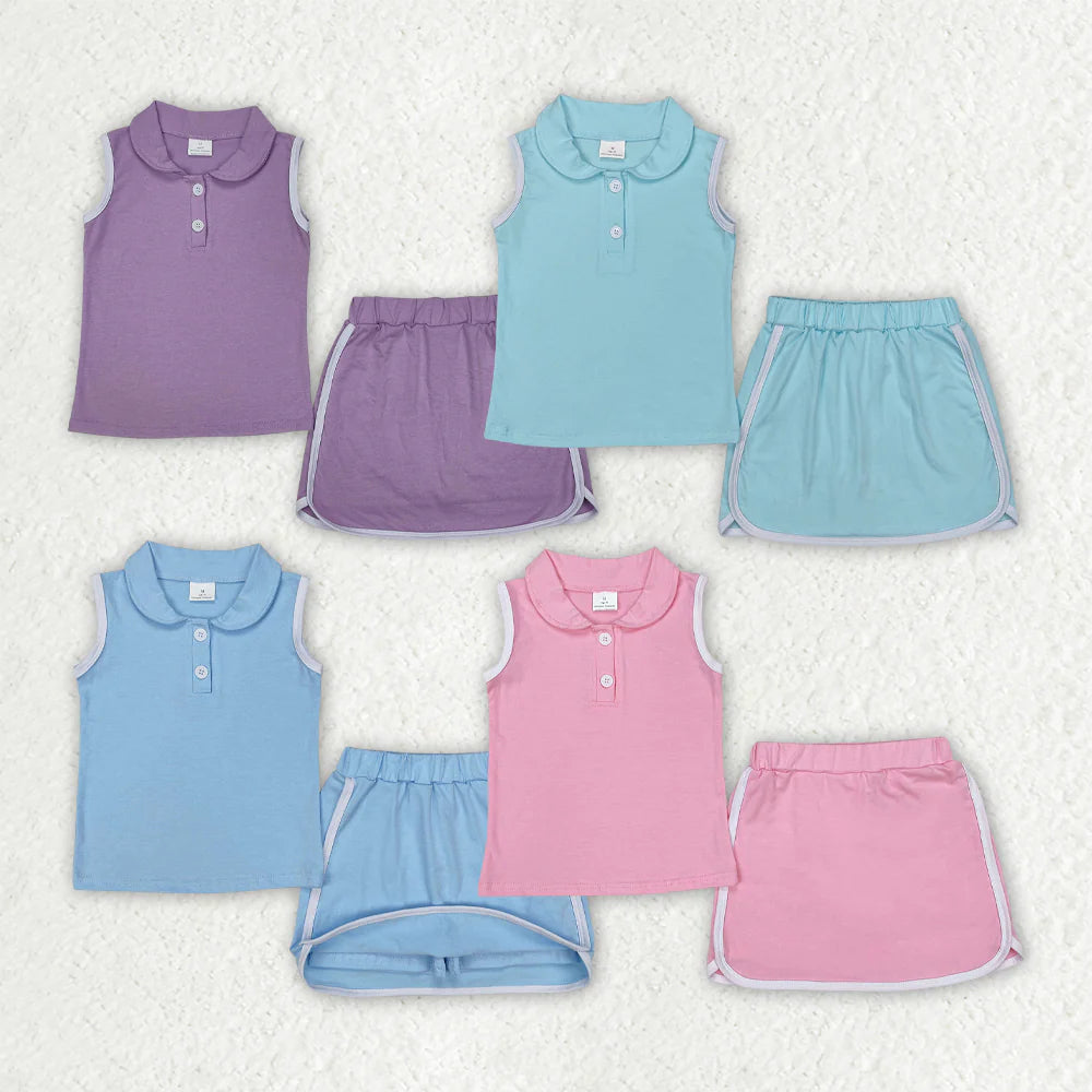 Sibling Baby Girls Solid Color Cotton Pullover Top Sports Shorts Clothes Sets