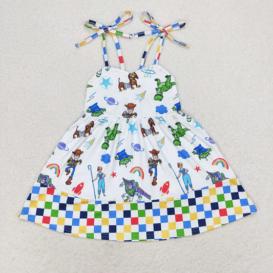 Baby Girls Cartoon Toy Straps Knee Length Dress