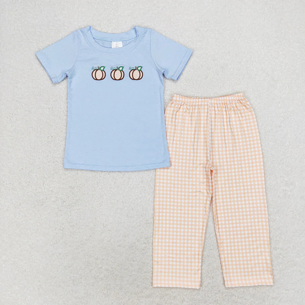 Baby Girls Embroidery Pumpkins Sibling Rompers Clothes Sets