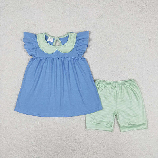 Baby Girls Sibling Sister Flutter Sleeve Ruffle Tunic Shorts Clothes Sets