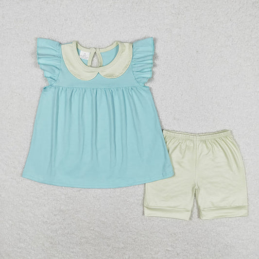 Baby Girls Sibling Sister Flutter Sleeve Ruffle Tunic Shorts Clothes Sets