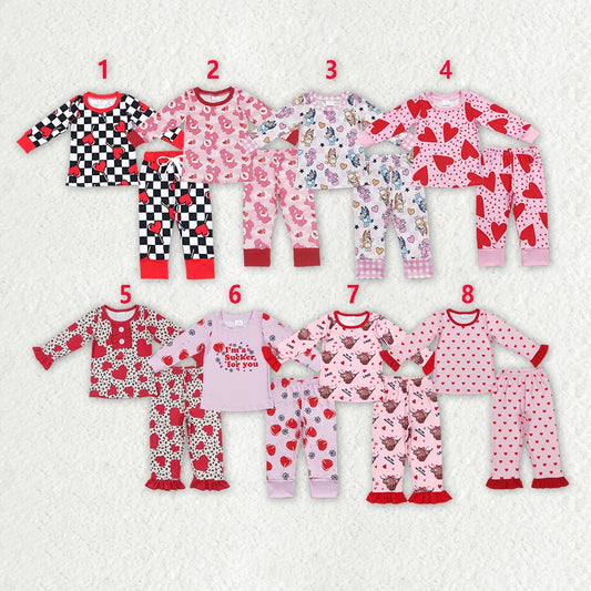 Sibling Baby Girls Valentines Long Sleeve Top Pants Pajama Set