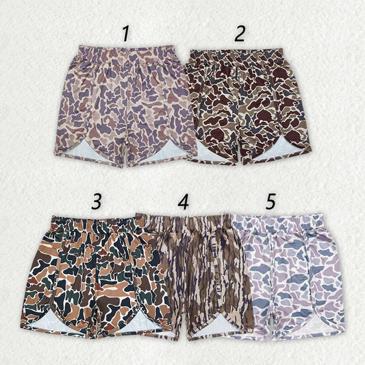 Women Camo Print Running Shorts - 5 Colors Elastic Waist Athletic Shorts with Pockets